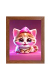 AI Funny Cute Kitty Cat Art Picture for Kids - 10x14 inches, Brown Color - Perfect Wall Decor for Children's Room
