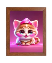 AI Funny Cute Kitty Cat Art Picture for Kids - 10x14 inches, Brown Color - Perfect Wall Decor for Children's Room