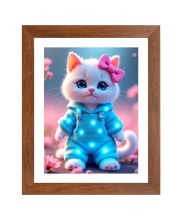 AI Funny Cute Kitty Cat Art Picture for Kids - 10x14 inches, Brown Color - Perfect Wall Decor for Children's Room