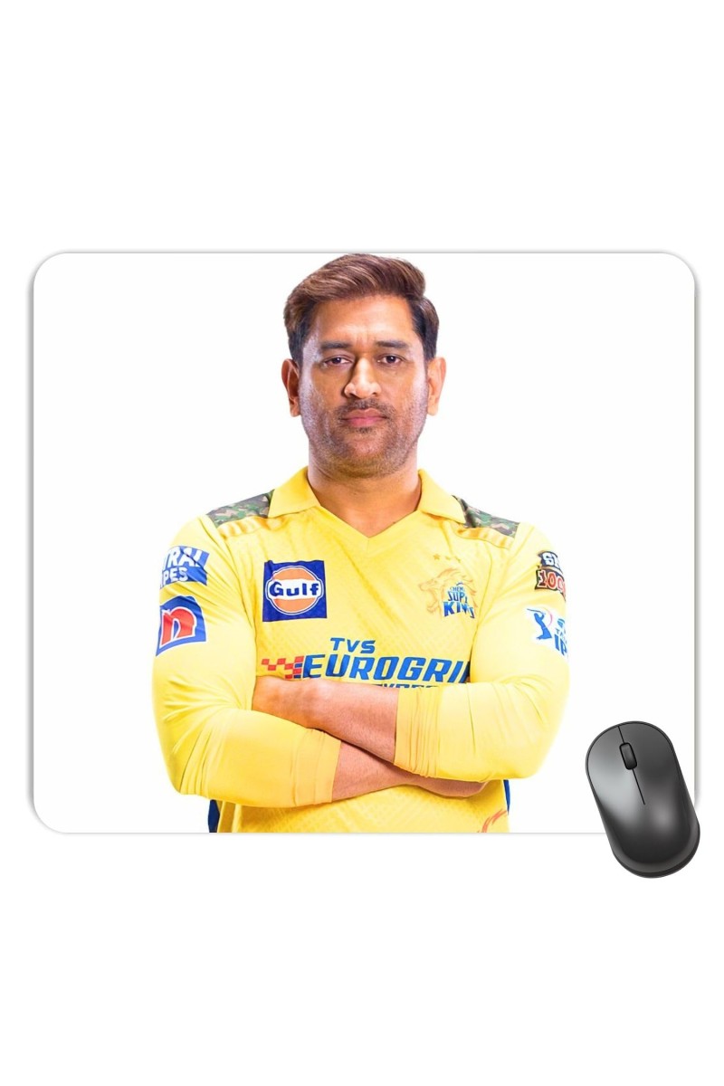 Customized Dhoni Picture Sublimation Mouse Pad | 8 X 7.5 Inch | Smooth Cloth Surface | Non-Slip Rubber Base | Personalized Mousepad for Laptop & Desktop (F17228)