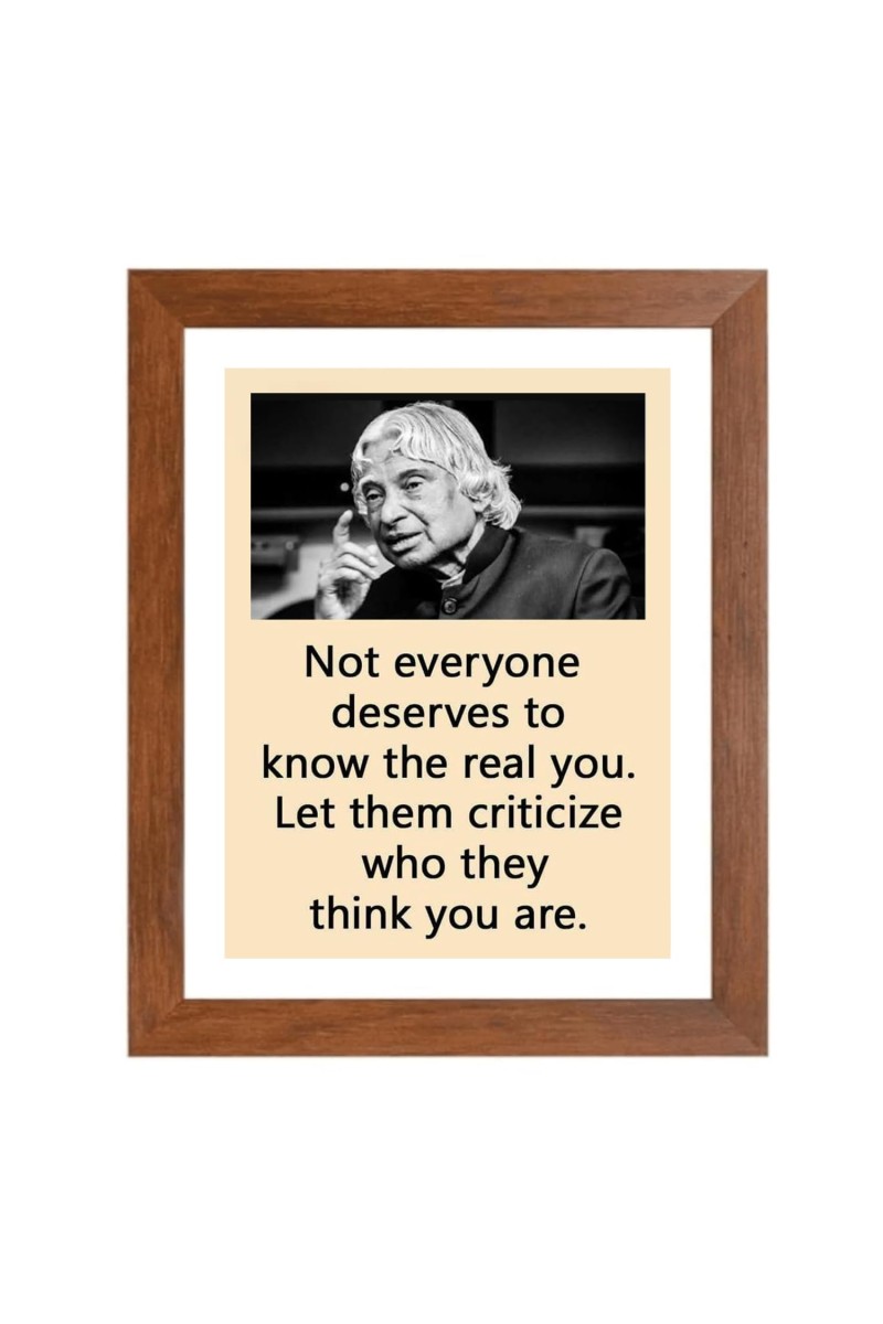 A P J Abdul Kalam & Famous Quote Brown Frame, 10x14InchesInspirational Wall Art for Office, Home DecorIdeal Spiritual Gift