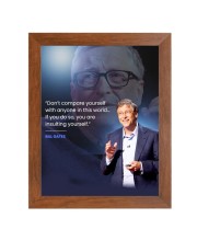 Bill Gates & Famous Quote Brown Frame, 12x16InchesInspirational Wall Art for Office, Home DecorIdeal Spiritual Gift