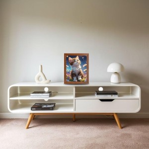 AI Funny Cute Cat Art Picture for Kids - 14x18 inches, Brown Color - Perfect Wall Decor for Children's Room