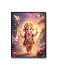 Ganesh Laminated Photo - 13x15 Inches, Divine Blessings for Home & Office and Temple Decoration