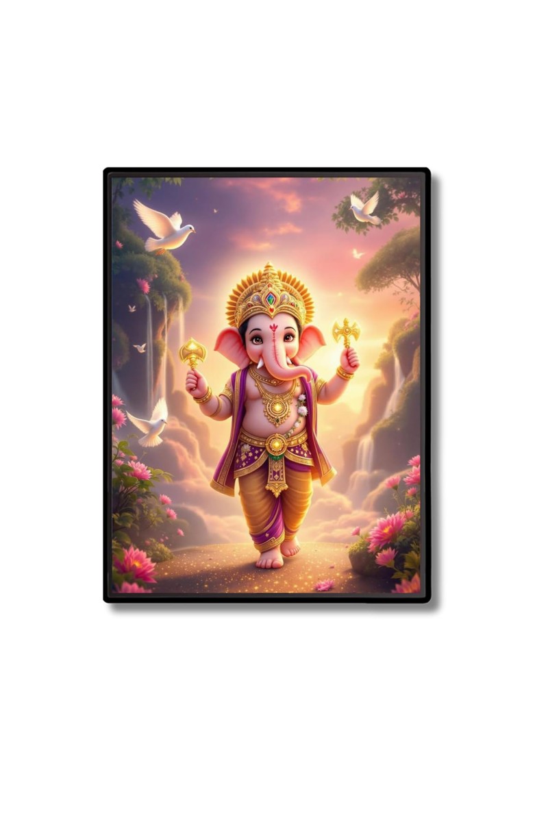 Ganesh Laminated Photo - 13x15 Inches, Divine Blessings for Home & Office and Temple Decoration