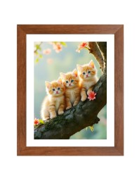 AI Funny Cute Cat Art Picture for Kids - 10x14 inches, Brown Color - Perfect Wall Decor for Children's Room