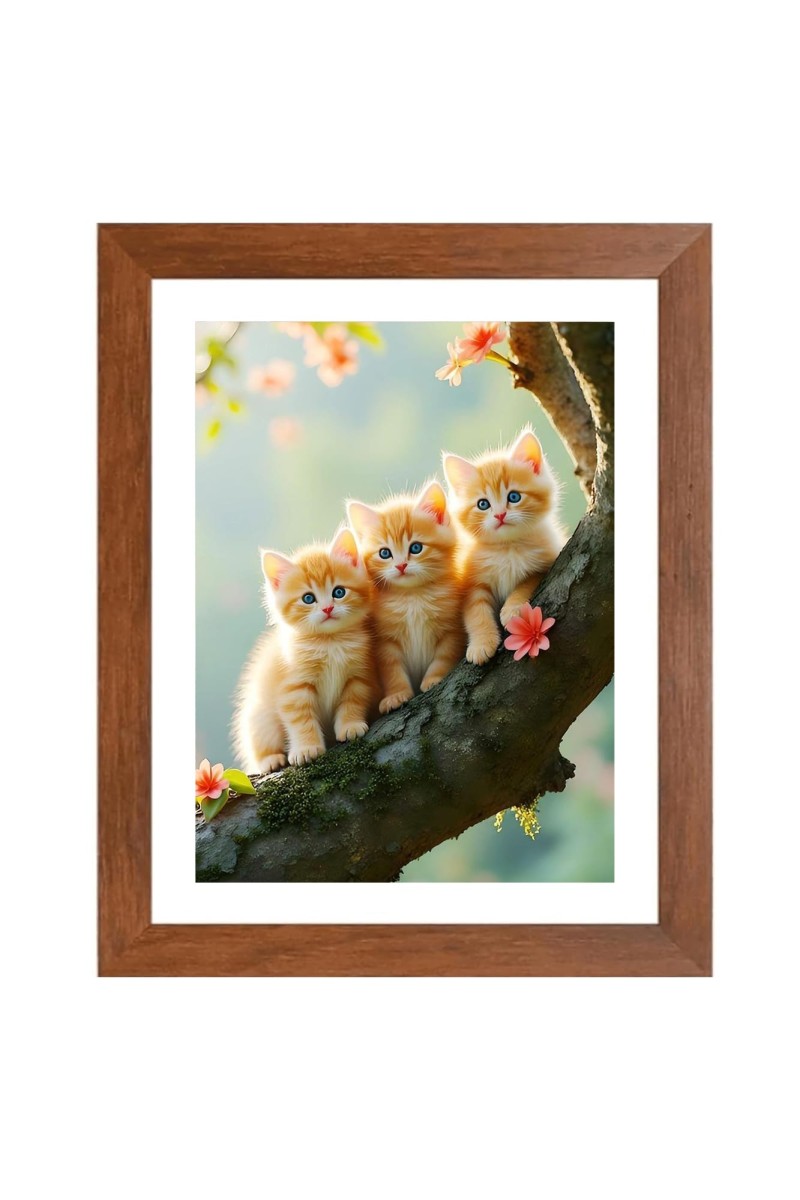 AI Funny Cute Cat Art Picture for Kids - 10x14 inches, Brown Color - Perfect Wall Decor for Children's Room