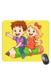 Customized Cartoon Girl and Boy Picture Sublimation Mouse Pad | 8 X 7.5 Inch | Smooth Cloth Surface | Non-Slip Rubber Base | Personalized Mousepad for Laptop & Desktop (F17398)