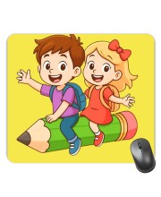 Customized Cartoon Girl and Boy Picture Sublimation Mouse Pad | 8 X 7.5 Inch | Smooth Cloth Surface | Non-Slip Rubber Base | Personalized Mousepad for Laptop & Desktop (F17398)