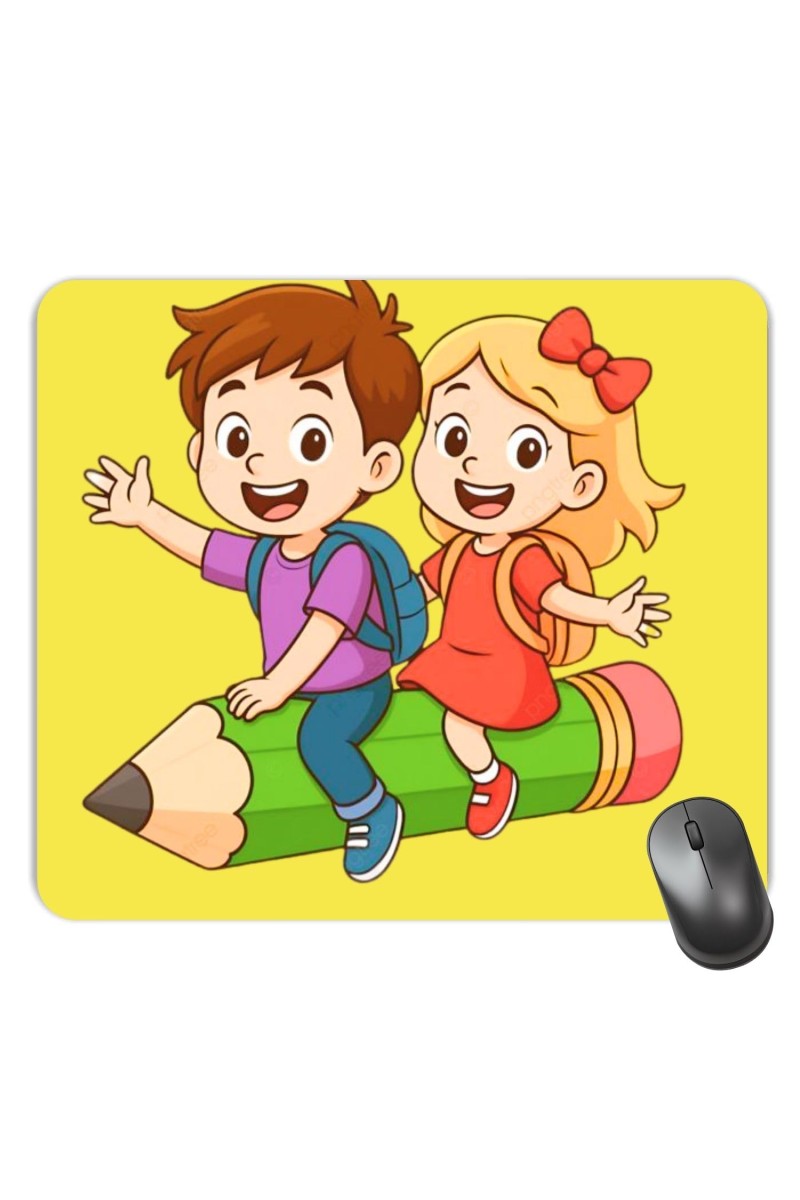 Customized Cartoon Girl and Boy Picture Sublimation Mouse Pad | 8 X 7.5 Inch | Smooth Cloth Surface | Non-Slip Rubber Base | Personalized Mousepad for Laptop & Desktop (F17398)