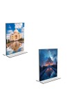 Car Desk/Table Top Taj Mahal Acrylic T-Style Photo Stand - 2.5x3.5 Inches, Compact and Stylish Spiritual Display, easily change 2 photos (Pack of 1)