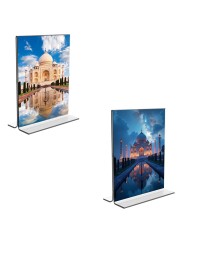 Car Desk/Table Top Taj Mahal Acrylic T-Style Photo Stand - 2.5x3.5 Inches, Compact and Stylish Spiritual Display, easily change 2 photos (Pack of 1)