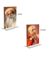 Car Desk/Table Top Sadhguru & Swami Prabhupada Acrylic T-Style Photo Stand - 2.5x3.5 Inches, Compact and Stylish Spiritual Display, easily change 2 photos (Pack of 1)