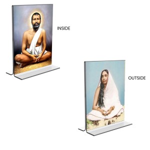 Sri Ramakrishna Paramhansa & Sarada Debi Acrylic T-Style Photo Stand - 11x13 Inches, Compact and Stylish Spiritual Display, easily change 2 photos (Pack of 1)