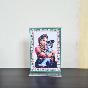 HiTechMart Maa Yashoda with Gopal Acrylic Photo Frame, Hindu God Idol Picture for Home, Office and Mandir, Decorative Frame for Pooja and Gifting