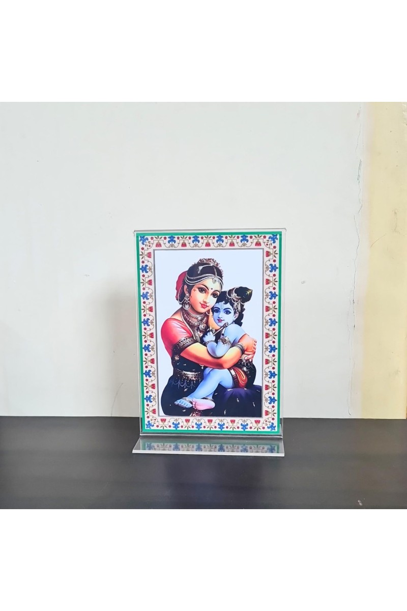 HiTechMart Maa Yashoda with Gopal Acrylic Photo Frame, Hindu God Idol Picture for Home, Office and Mandir, Decorative Frame for Pooja and Gifting