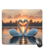 Customized Beautiful Swans Picture Sublimation Mouse Pad | 8 X 7.5 Inch | Smooth Cloth Surface | Non-Slip Rubber Base | Personalized Mousepad for Laptop & Desktop (F17148)