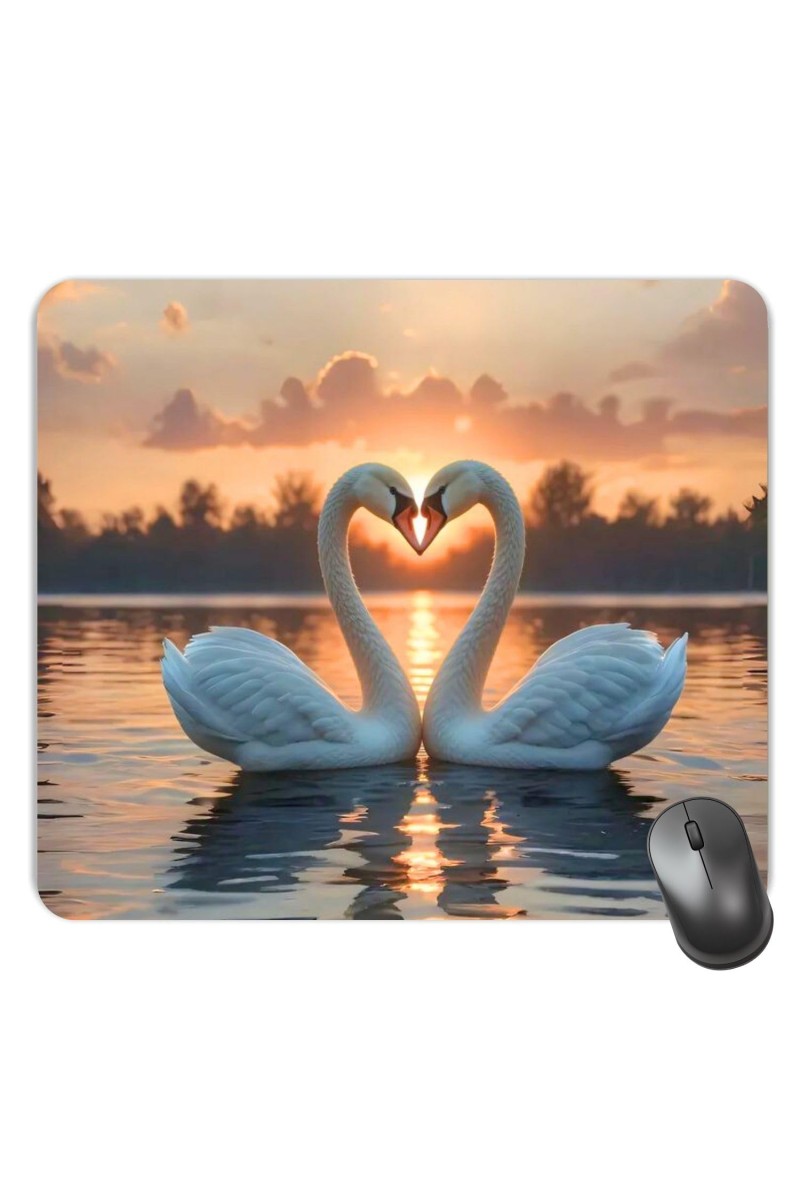 Customized Beautiful Swans Picture Sublimation Mouse Pad | 8 X 7.5 Inch | Smooth Cloth Surface | Non-Slip Rubber Base | Personalized Mousepad for Laptop & Desktop (F17148)