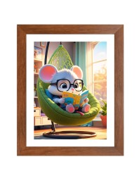 AI Funny Cartoon mouse Art Picture for Kids - 12x16 inches, Brown Color - Perfect Wall Decor for Children's Room