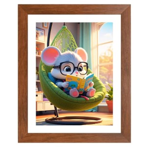 AI Funny Cartoon mouse Art Picture for Kids - 12x16 inches, Brown Color - Perfect Wall Decor for Children's Room