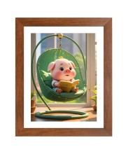 AI Funny Cute pigyy Art Picture for Kids - 10x14 inches, Brown Color - Perfect Wall Decor for Children's Room