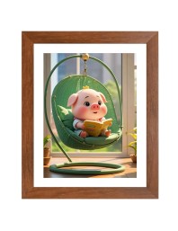 AI Funny Cute pigyy Art Picture for Kids - 16x20 inches, Brown Color - Perfect Wall Decor for Children's Room