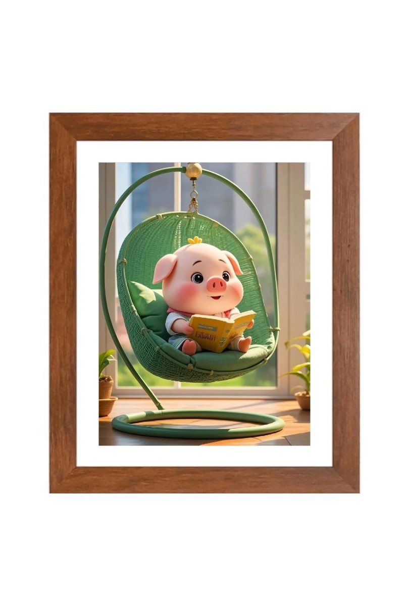 AI Funny Cute pigyy Art Picture for Kids - 14x18 inches, Brown Color - Perfect Wall Decor for Children's Room