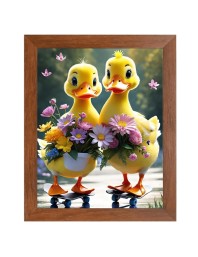AI Funny Cute Duck Art Picture for Kids - 10x14 inches, Brown Color - Perfect Wall Decor for Children's Room