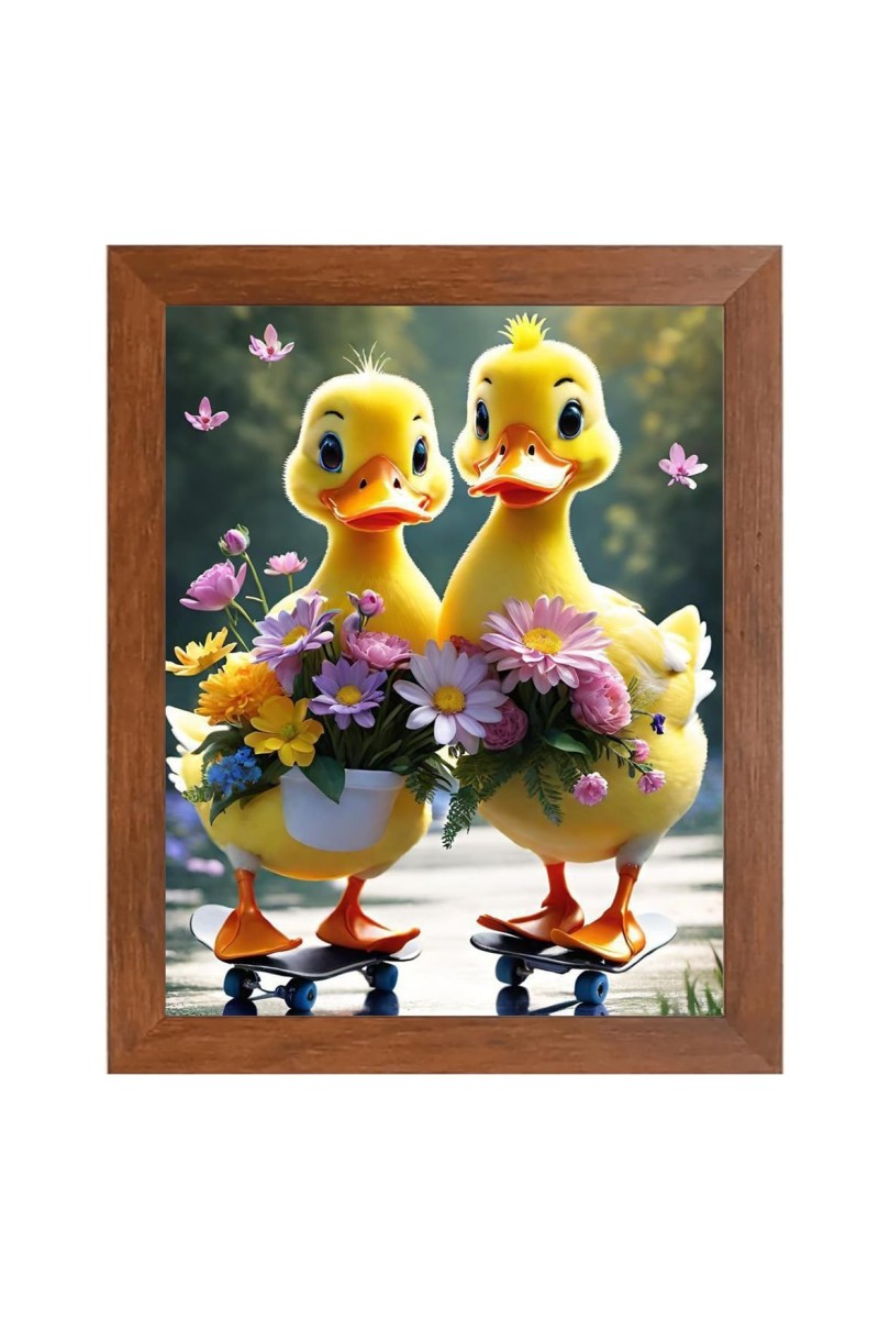 AI Funny Cute Duck Art Picture for Kids - 10x14 inches, Brown Color - Perfect Wall Decor for Children's Room
