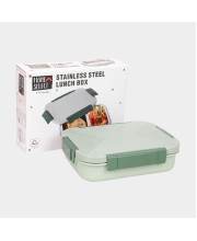 Stainless Steel Lunch Box, Container: 23 X17 X 6cm, Spoon: 13.5cm Length (Pack of 1)
