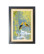 Love birds with swan Black Photo Frame Funny Animal and Bird Cartoon Art