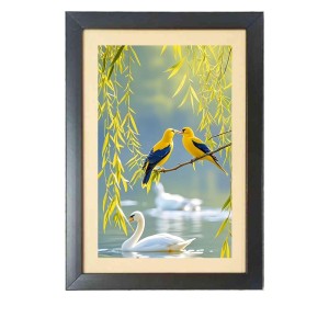 Love birds with swan Photo Frame Funny Animal and Bird Cartoon Art, Black color, 19x23 Inch Love birds with swan Photo Frame Funny Animal and Bird Cartoon Art, Black color, 19x23 Inch