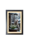 The cat is watching snow Photo Frame Funny Animal and Bird Cartoon Art, Black color, 19x23 Inch