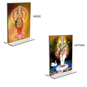 Debi Saraswati & Debi Lakshmi Acrylic T-Style Photo Stand, Compact and Stylish Spiritual Display, easily change 2 photos (Pack of 1) Debi Saraswati & Debi Lakshmi Acrylic T-Style Photo Stand, Compact and Stylish Spiritual Display, easily change 2 photos (Pack of 1)