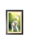 the cute white cat is catching butterfly Black Photo Frame Funny Animal and Bird Cartoon Art