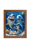 AI Funny Dolphin Fish Art Picture for Kids - 14x18 inches, Brown Color - Perfect Wall Decor for Children's Room