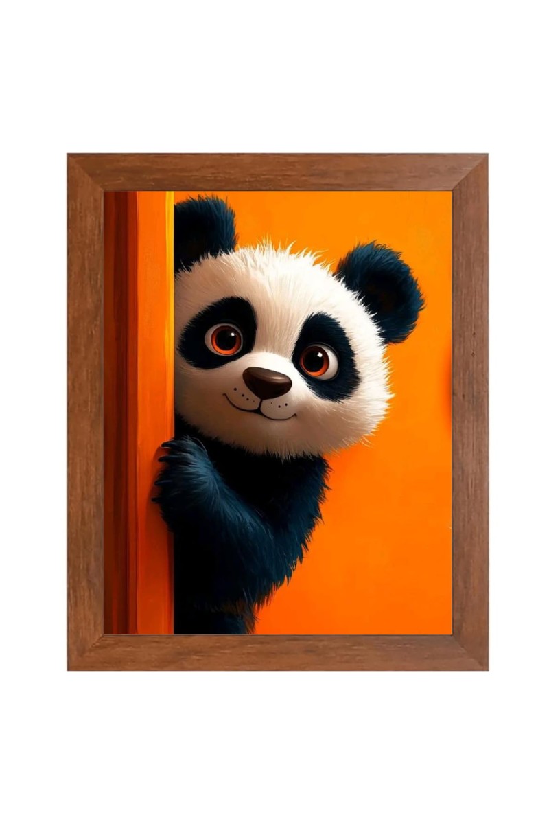 AI Funny Cute Panda Art Picture for Kids - 16x20 inches, Brown Color - Perfect Wall Decor for Children's Room