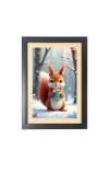 The funny squirrel is drinking coffee Photo Frame Funny Animal and Bird Cartoon Art, Black color, 11x15 Inch