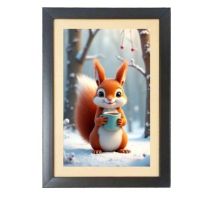 The funny squirrel is drinking coffee Photo Frame Funny Animal and Bird Cartoon Art, Black color, 17x21 Inch The funny squirrel is drinking coffee Photo Frame Funny Animal and Bird Cartoon Art, Black color, 17x21 Inch