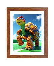 AI Funny Cute Tortoise Art Picture for Kids - 10x14 inches, Brown Color - Perfect Wall Decor for Children's Room