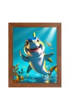 AI Funny Dolphin Fish Art Picture for Kids - 10x14 inches, Brown Color - Perfect Wall Decor for Children's Room