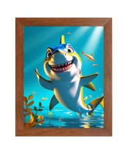 AI Funny Dolphin Fish Art Picture for Kids - 10x14 inches, Brown Color - Perfect Wall Decor for Children's Room