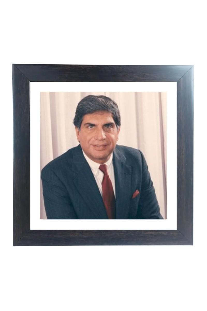 Hitech Ratan Tata photo Frame for Room, Office, Study Desk, Decor (Tabletop, Square – 10.10 x 10.10 inches Frame, Black)