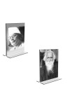 Car Desk/Table Top Kazi Nazrul & Sri Rabindranath Tagore Acrylic T-Style Photo Stand - 2.5x3.5 Inches, Compact and Stylish Spiritual Display, easily change 2 photos (Pack of 1)