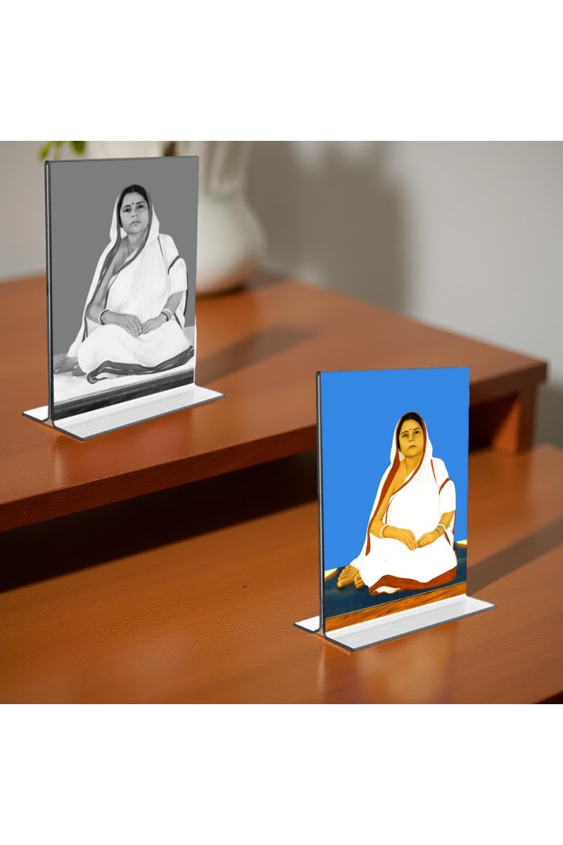 Barama Acrylic T-Style Photo Stand, Compact and Stylish Spiritual Display, easily change 2 photos (Pack of 1)