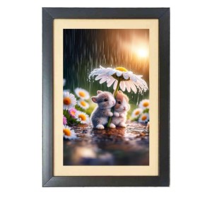 The cute and little rabbit Photo Frame Funny Animal and Bird Cartoon Art, Black color, 17x21 Inch The cute and little rabbit Photo Frame Funny Animal and Bird Cartoon Art, Black color, 17x21 Inch