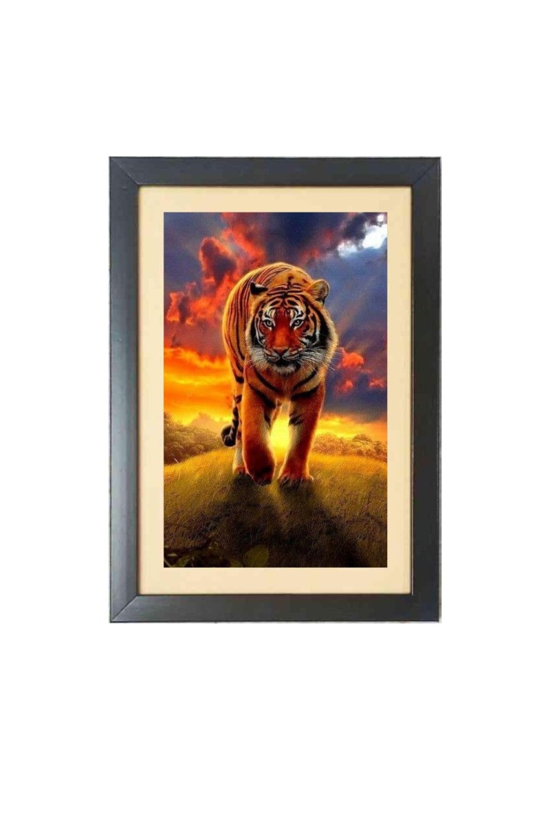 The wild tiger Black Photo Frame Funny Animal and Bird Cartoon Art