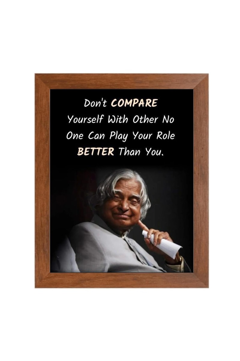 A P J Abdul Kalam & Famous Quote Brown Frame, 10x14InchesInspirational Wall Art for Office, Home DecorIdeal Spiritual Gift