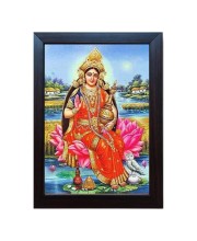 Hitech Goddess Lakshmi MAA LAXMI, DHAN LAXMI Laminated photo frame for for Wall, Temple, Mandir, Gym, and Outdoor Spaces, for Home Decor, gifts (Pvc Frame and Front face - Glass, 8 x 6 inch)