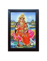 Hitech Goddess Lakshmi MAA LAXMI, DHAN LAXMI Laminated photo frame for for Wall, Temple, Mandir, Gym, and Outdoor Spaces, for Home Decor, gifts (Pvc Frame and Front face - Glass, 8 x 6 inch)